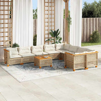 vidaXL Set Divano da Giardino 10 pz con Cuscini Beige in Polyrattan