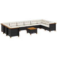 vidaXL Set Divani da Giardino 11 pz con Cuscini in Polyrattan Nero