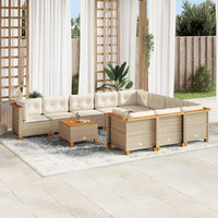 vidaXL Set Divani da Giardino 11 pz con Cuscini Beige in Polyrattan
