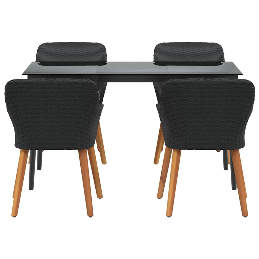 vidaXL Set da Pranzo per Giardino con cuscino 5 pcs Nero polyrattan