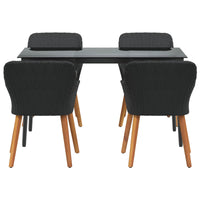 Set da Pranzo per Giardino con cuscino 5 pcs Nero polyrattan 3261665