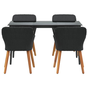 Set da Pranzo per Giardino con cuscino 5 pcs Nero polyrattan 3261665