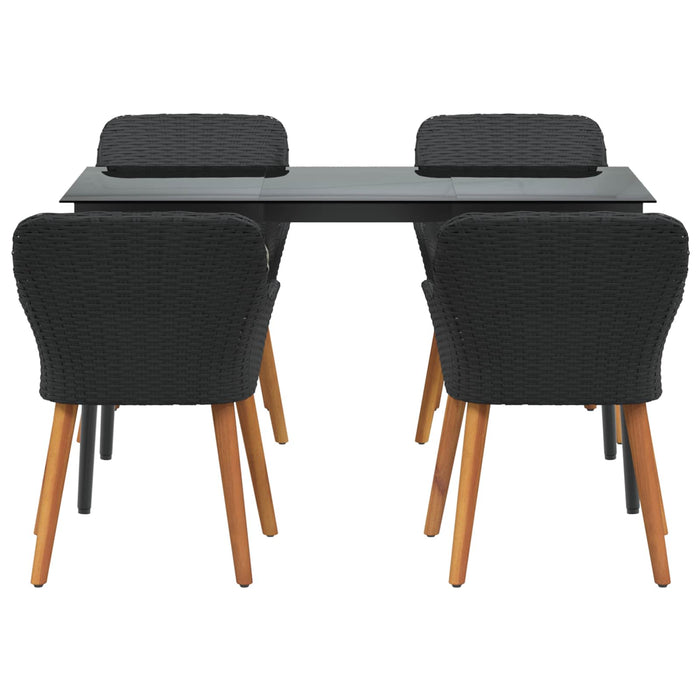 Set da Pranzo per Giardino con cuscino 5 pcs Nero polyrattan 3261665