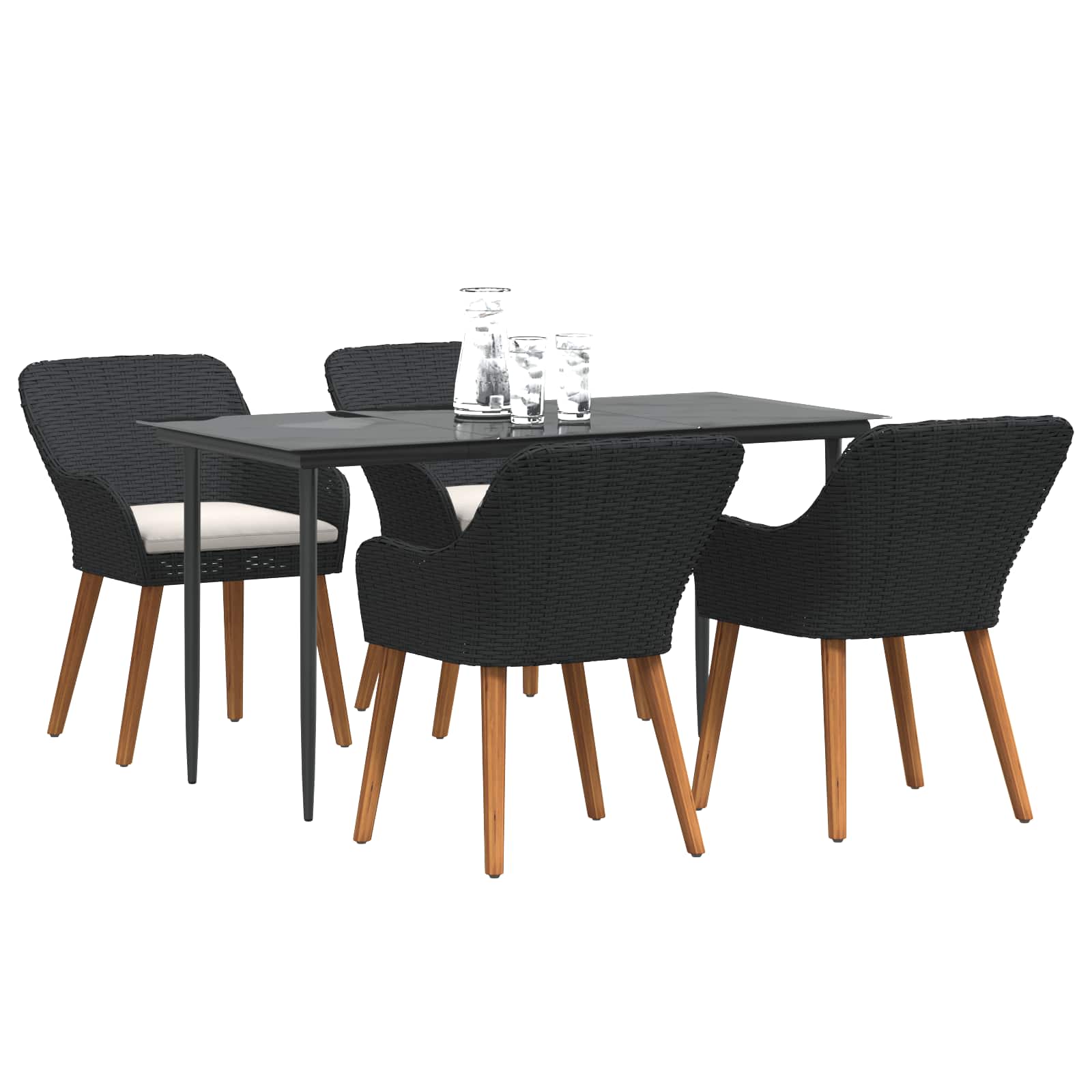 Set da Pranzo per Giardino con cuscino 5 pcs Nero polyrattan 3261665