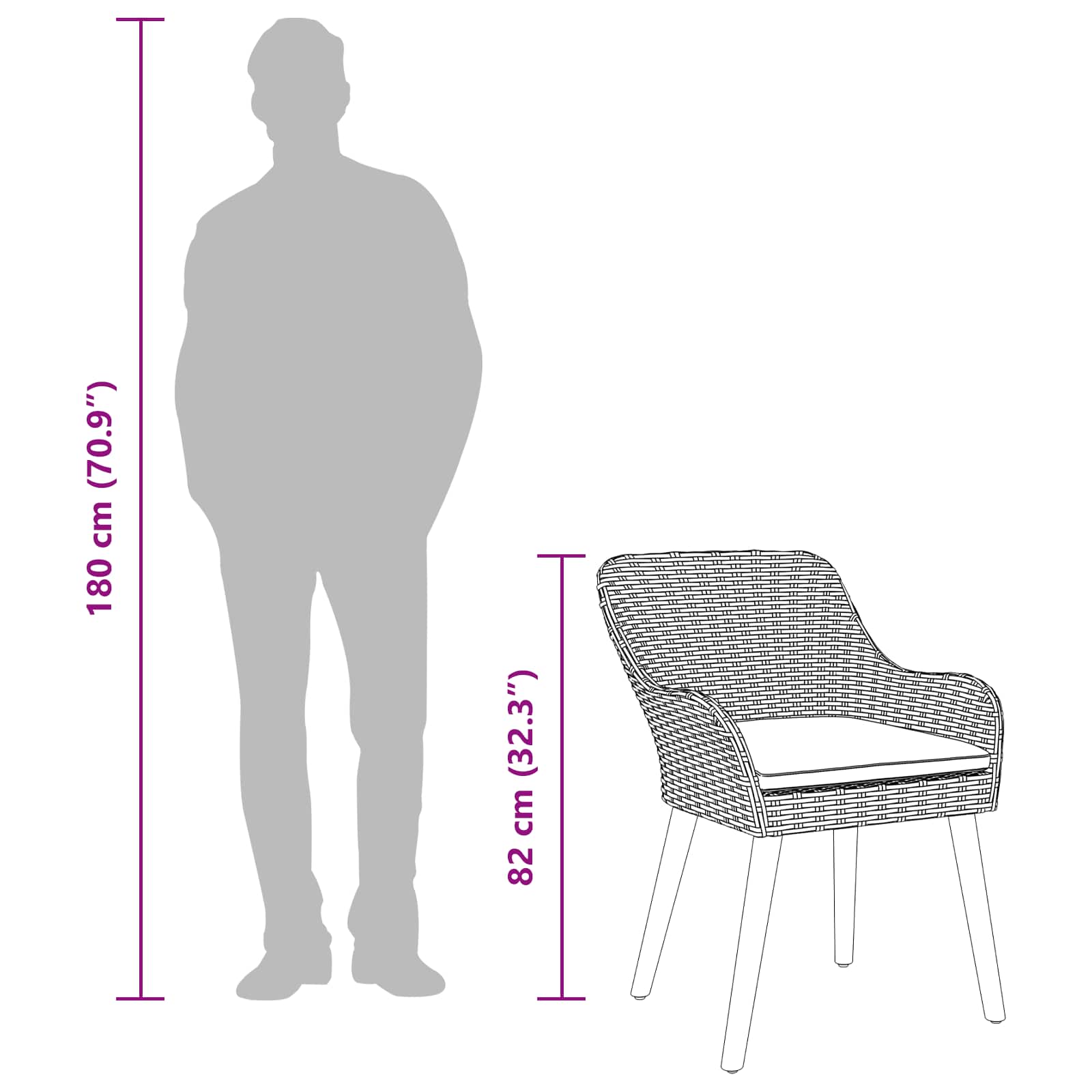 Set da Pranzo per Giardino con cuscino 5 pcs Nero polyrattan 3261665