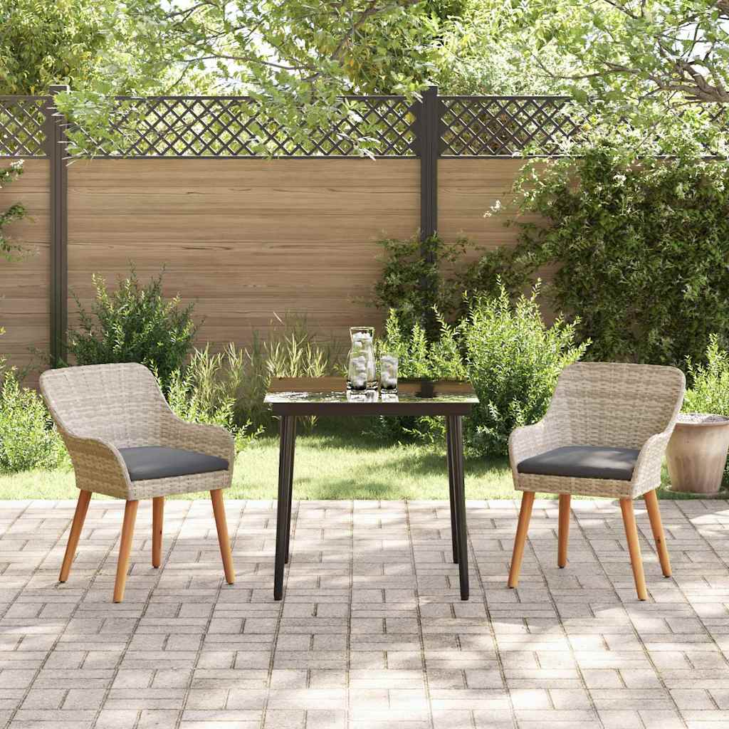 vidaXL Set da pranzo 3 pcs Grigio chiaro Poly Rattan