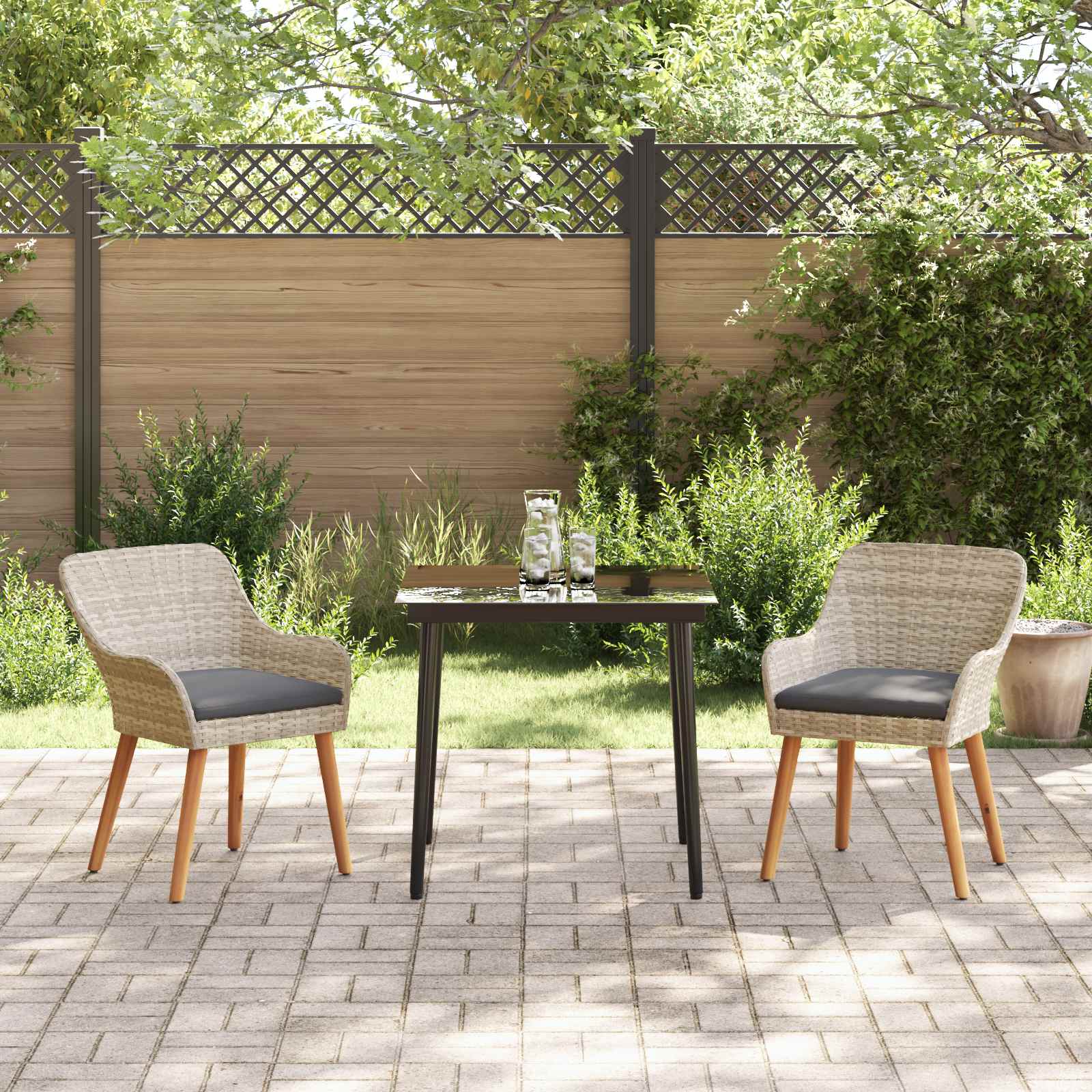 Set da Pranzo per Giardino 3 pcs Grigio chiaro polyrattan 3261705