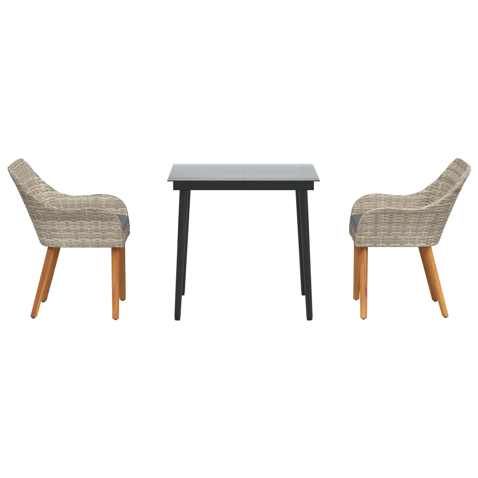 Set da Pranzo per Giardino 3 pcs Grigio chiaro polyrattan 3261705