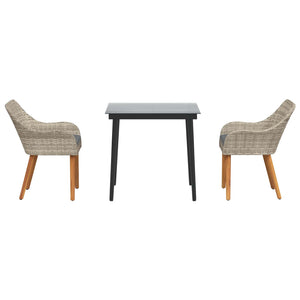 Set da Pranzo per Giardino 3 pcs Grigio chiaro polyrattan 3261705