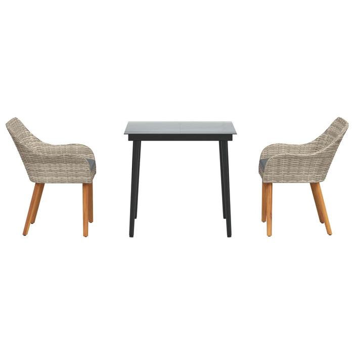 Set da Pranzo per Giardino 3 pcs Grigio chiaro polyrattan 3261705