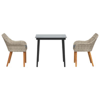 Set da Pranzo per Giardino 3 pcs Grigio chiaro polyrattan 3261705