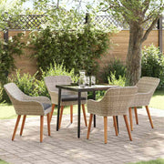 vidaXL Set da pranzo 5 pcs Grigio chiaro Poly Rattan