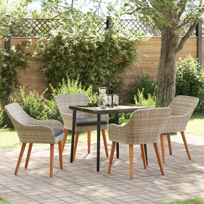 Set da Pranzo per Giardino 5 pcs Grigio chiaro polyrattan 3261706