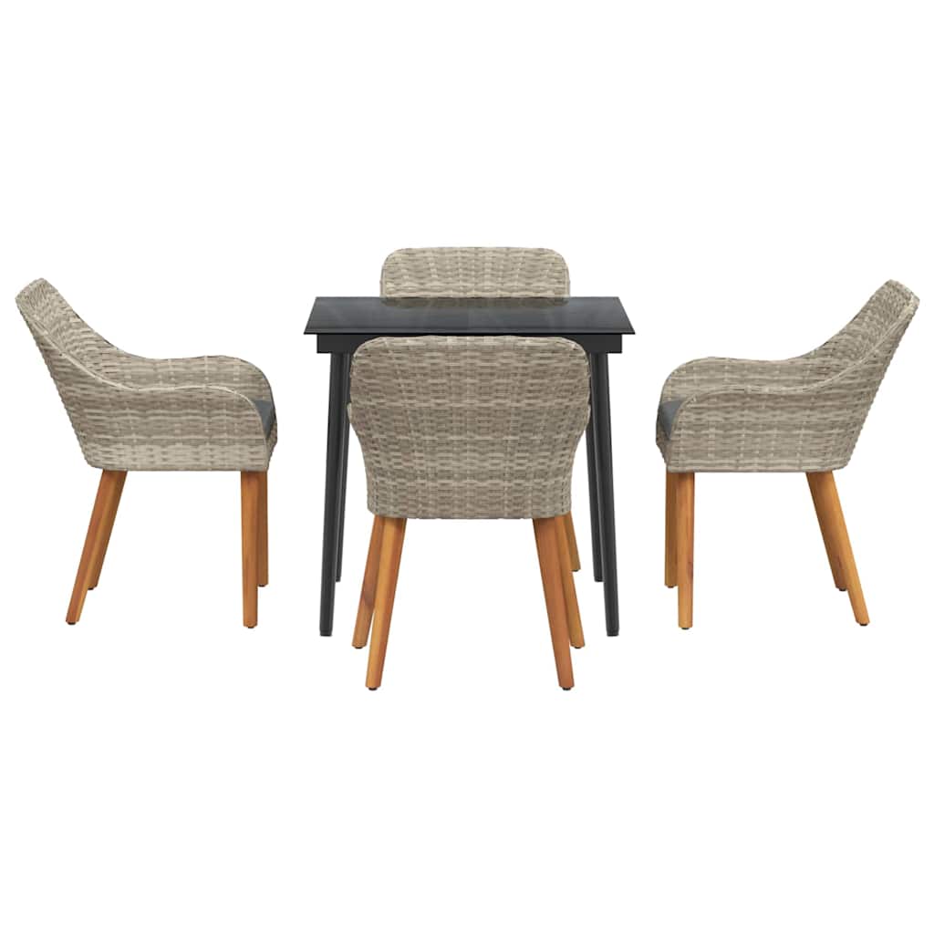 vidaXL Set da pranzo 5 pcs Grigio chiaro Poly Rattan