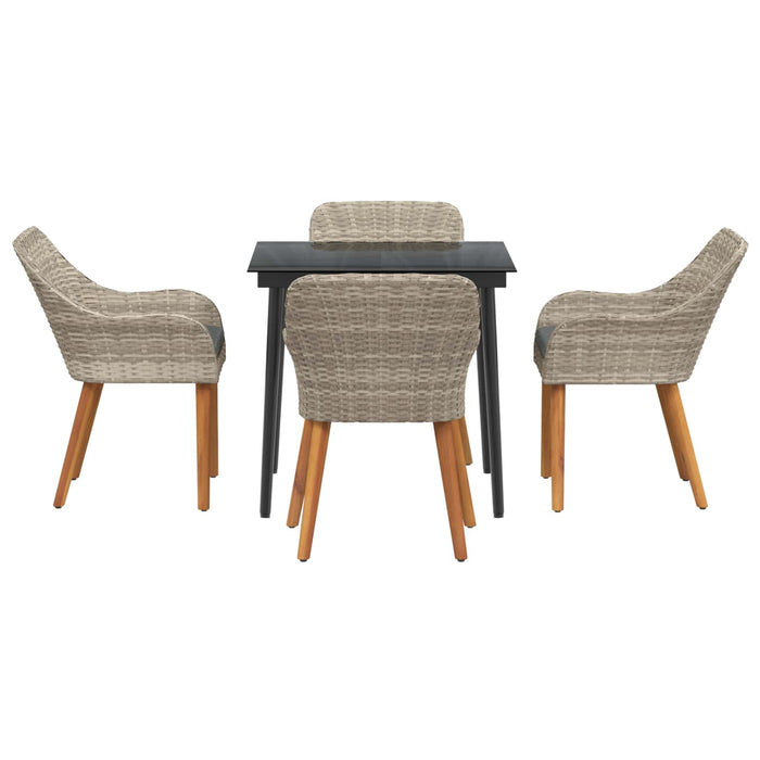 Set da Pranzo per Giardino 5 pcs Grigio chiaro polyrattan 3261706