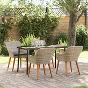 vidaXL Set da pranzo 5 pcs Grigio chiaro Poly Rattan