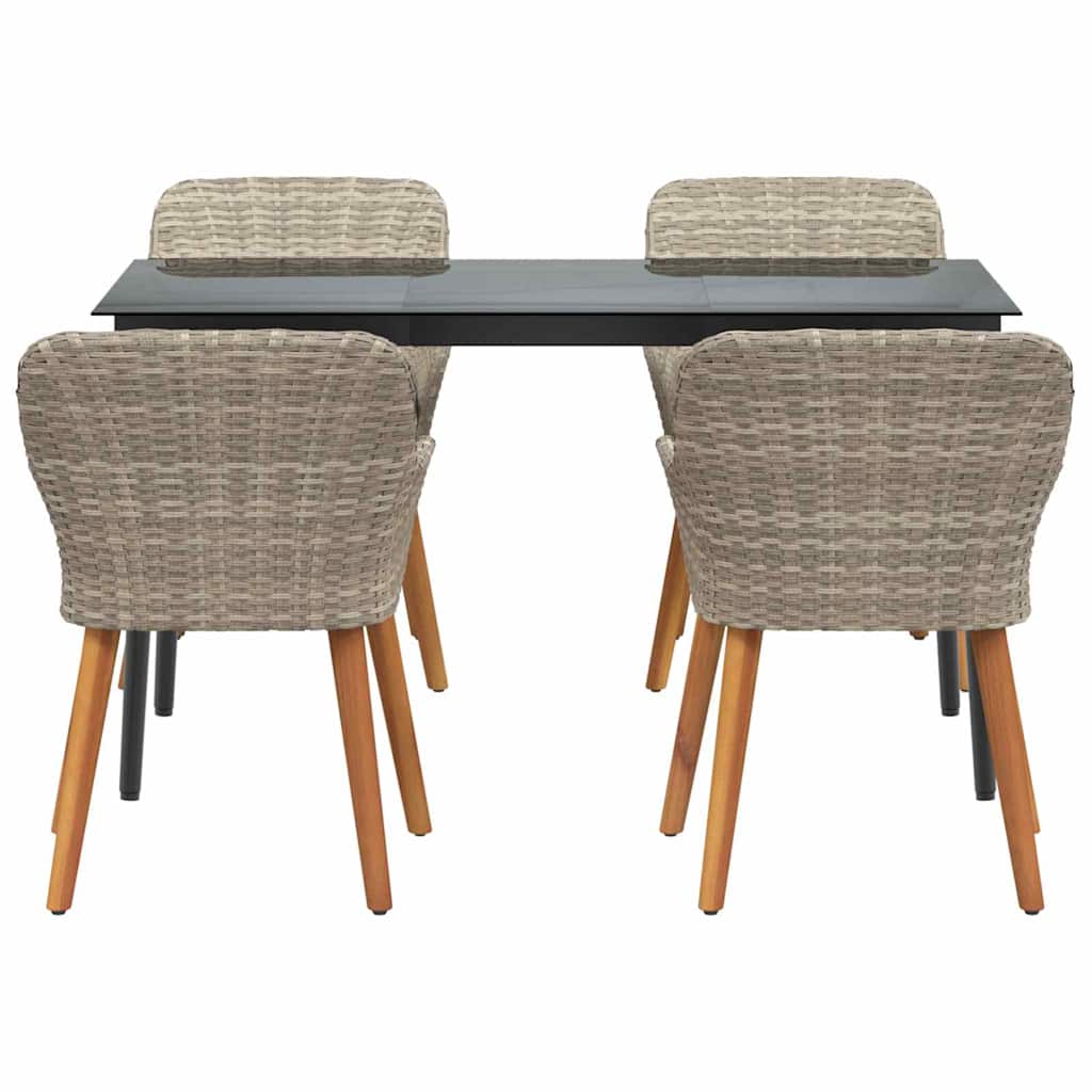 vidaXL Set da pranzo 5 pcs Grigio chiaro Poly Rattan