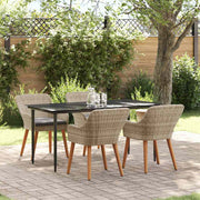 vidaXL Set da pranzo 5 pcs Grigio chiaro Poly Rattan