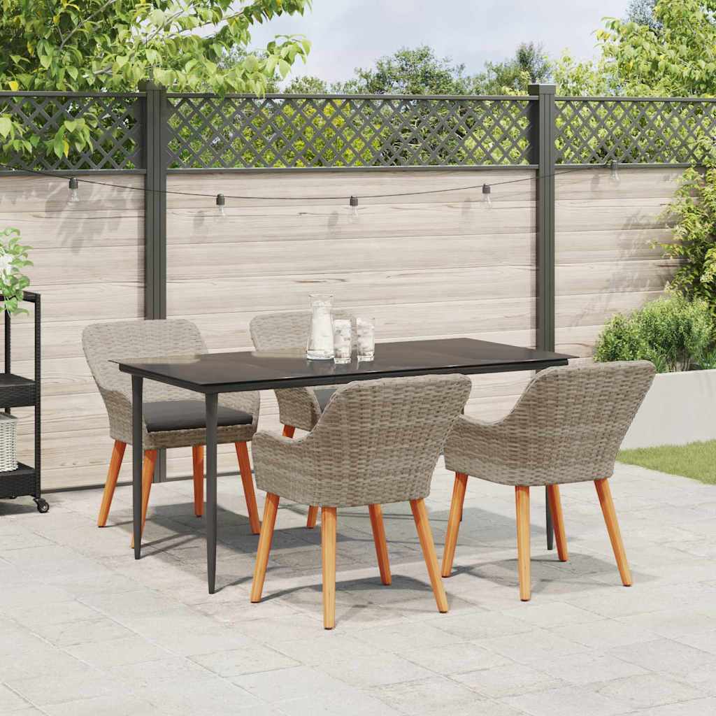 vidaXL Set da pranzo 5 pcs Grigio chiaro Poly Rattan