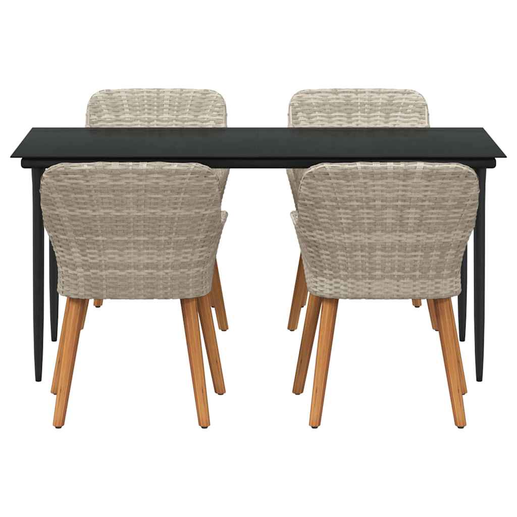 vidaXL Set da pranzo 5 pcs Grigio chiaro Poly Rattan
