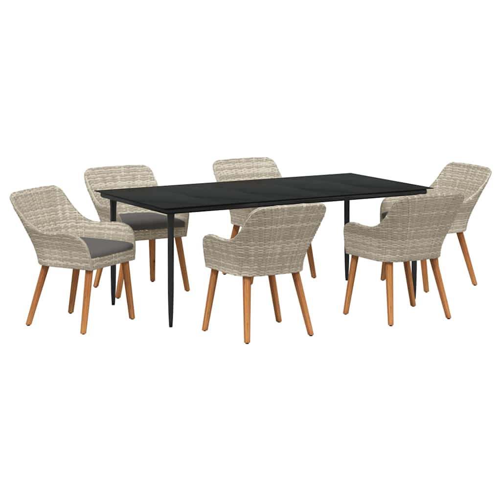 Set da pranzo 7 pcs Grigio chiaro Poly Rattan 3261710