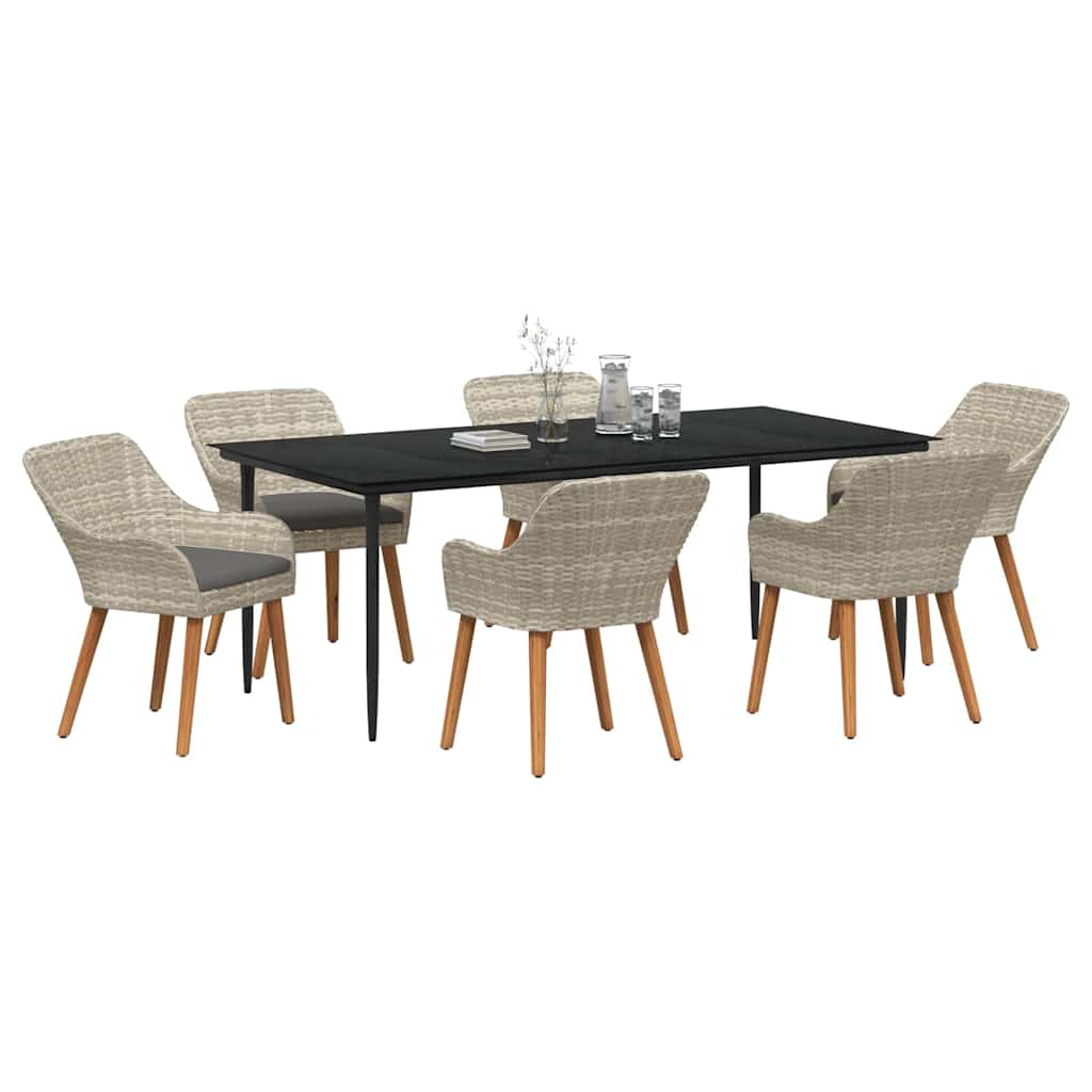 Set da pranzo 7 pcs Grigio chiaro Poly Rattan 3261710