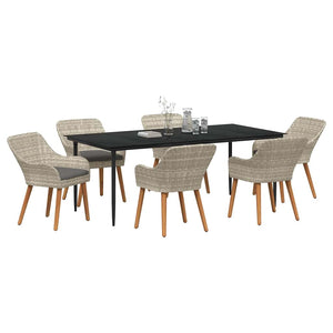 Set da pranzo 7 pcs Grigio chiaro Poly Rattan 3261710