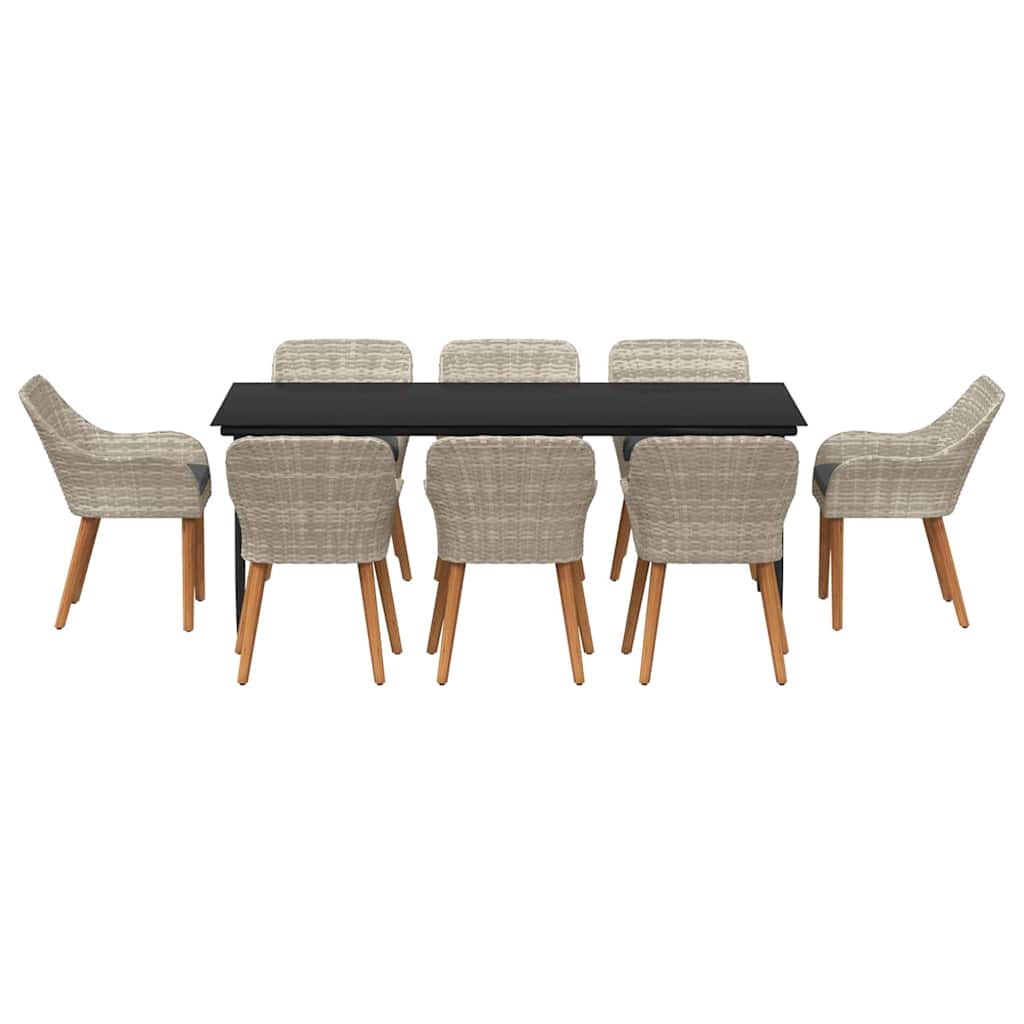Set da pranzo 9 pcs Grigio chiaro Poly Rattan 3261711