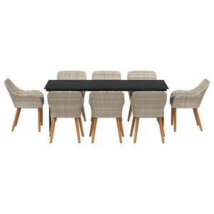 Set da pranzo 9 pcs Grigio chiaro Poly Rattan 3261711