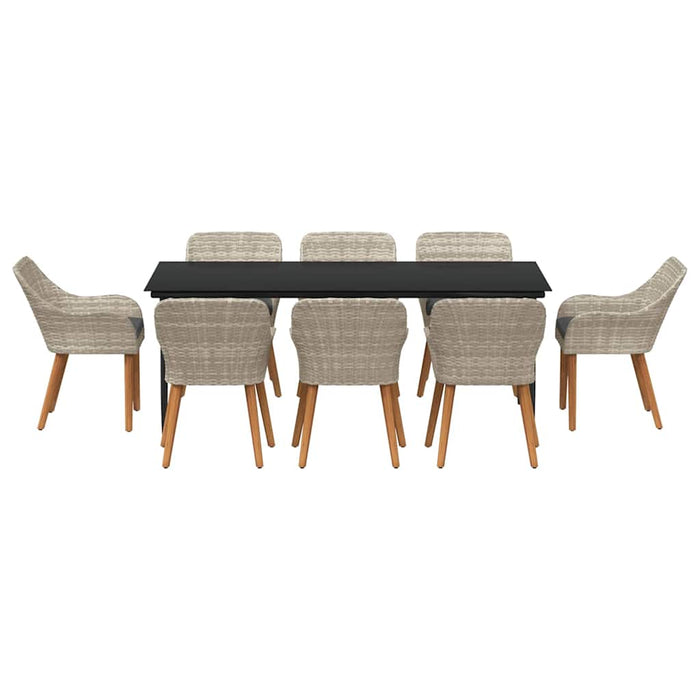 Set da pranzo 9 pcs Grigio chiaro Poly Rattan 3261711