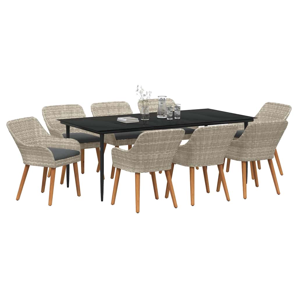 Set da pranzo 9 pcs Grigio chiaro Poly Rattan 3261711
