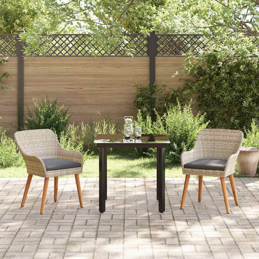 vidaXL Set da pranzo 3 pcs Grigio chiaro Poly Rattan