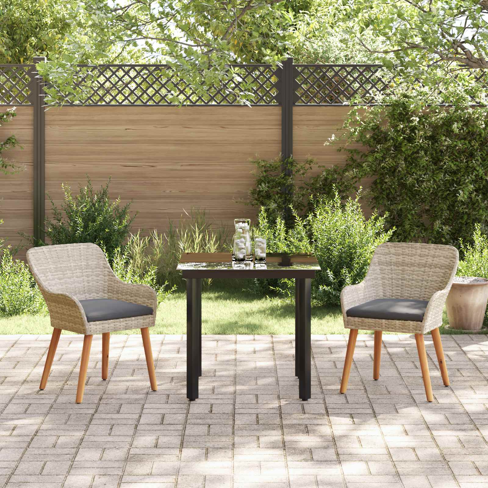 Set da Pranzo per Giardino 3 pcs Grigio chiaro polyrattan 3261712