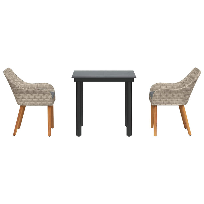 Set da Pranzo per Giardino 3 pcs Grigio chiaro polyrattan 3261712