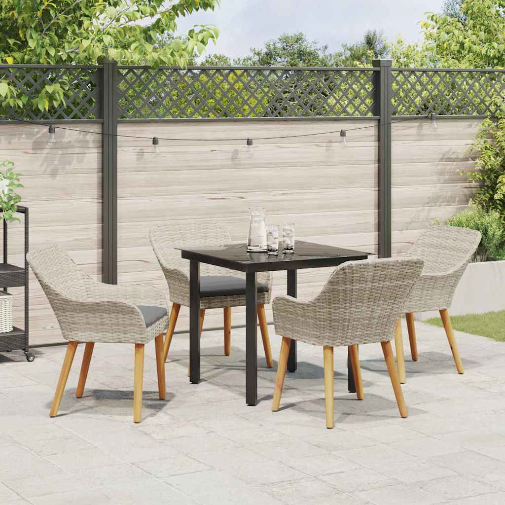 vidaXL Set da pranzo 5 pcs Grigio chiaro Poly Rattan
