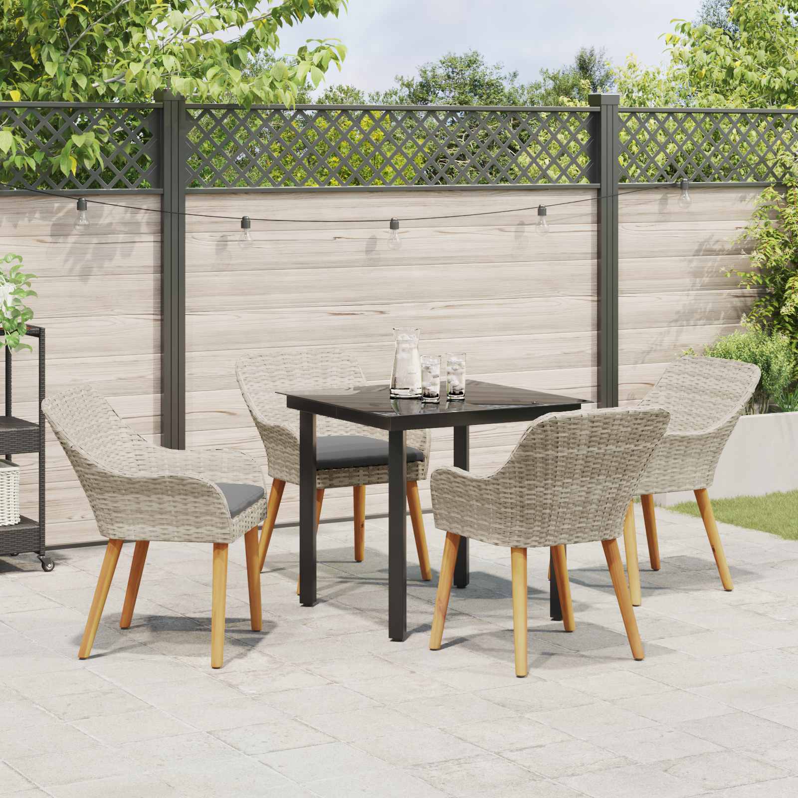 Set da Pranzo per Giardino 5 pcs Grigio chiaro polyrattan 3261713