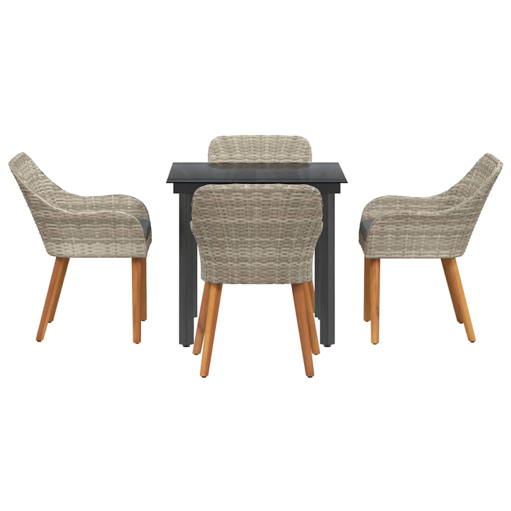 vidaXL Set da pranzo 5 pcs Grigio chiaro Poly Rattan