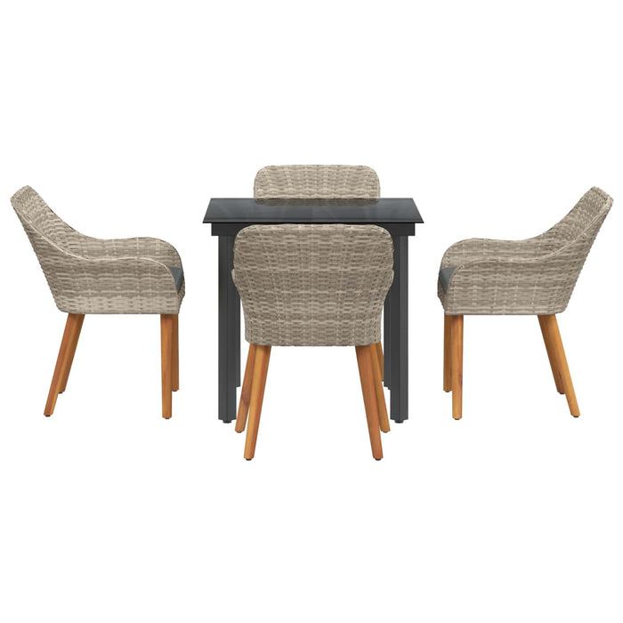 Set da Pranzo per Giardino 5 pcs Grigio chiaro polyrattan 3261713