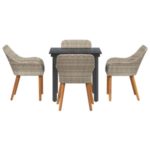 Set da Pranzo per Giardino 5 pcs Grigio chiaro polyrattan 3261713