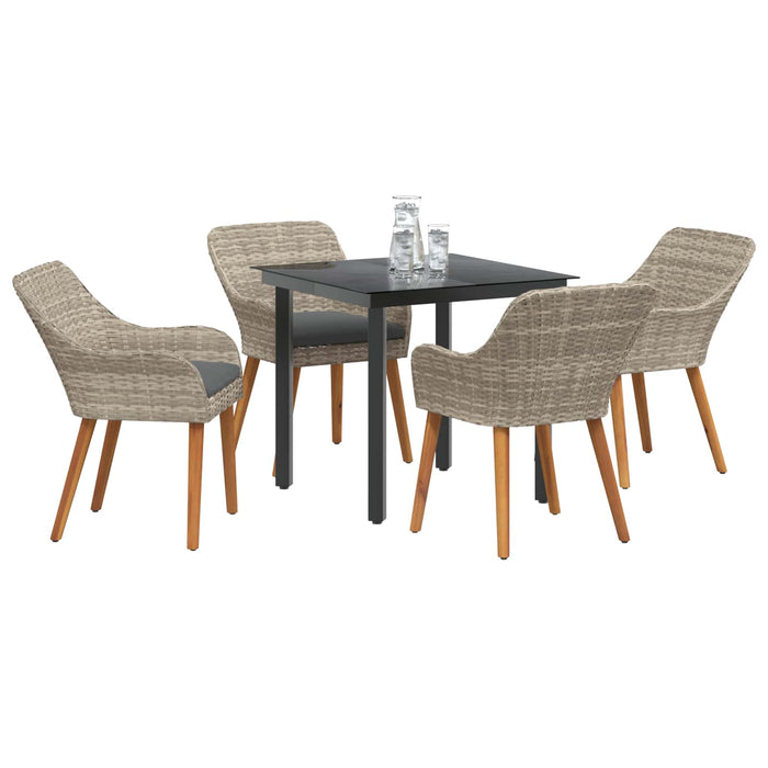 Set da Pranzo per Giardino 5 pcs Grigio chiaro polyrattan 3261713
