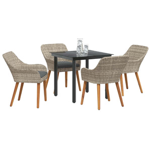 Set da Pranzo per Giardino 5 pcs Grigio chiaro polyrattan 3261713
