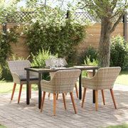 vidaXL Set da pranzo 5 pcs Grigio chiaro Poly Rattan