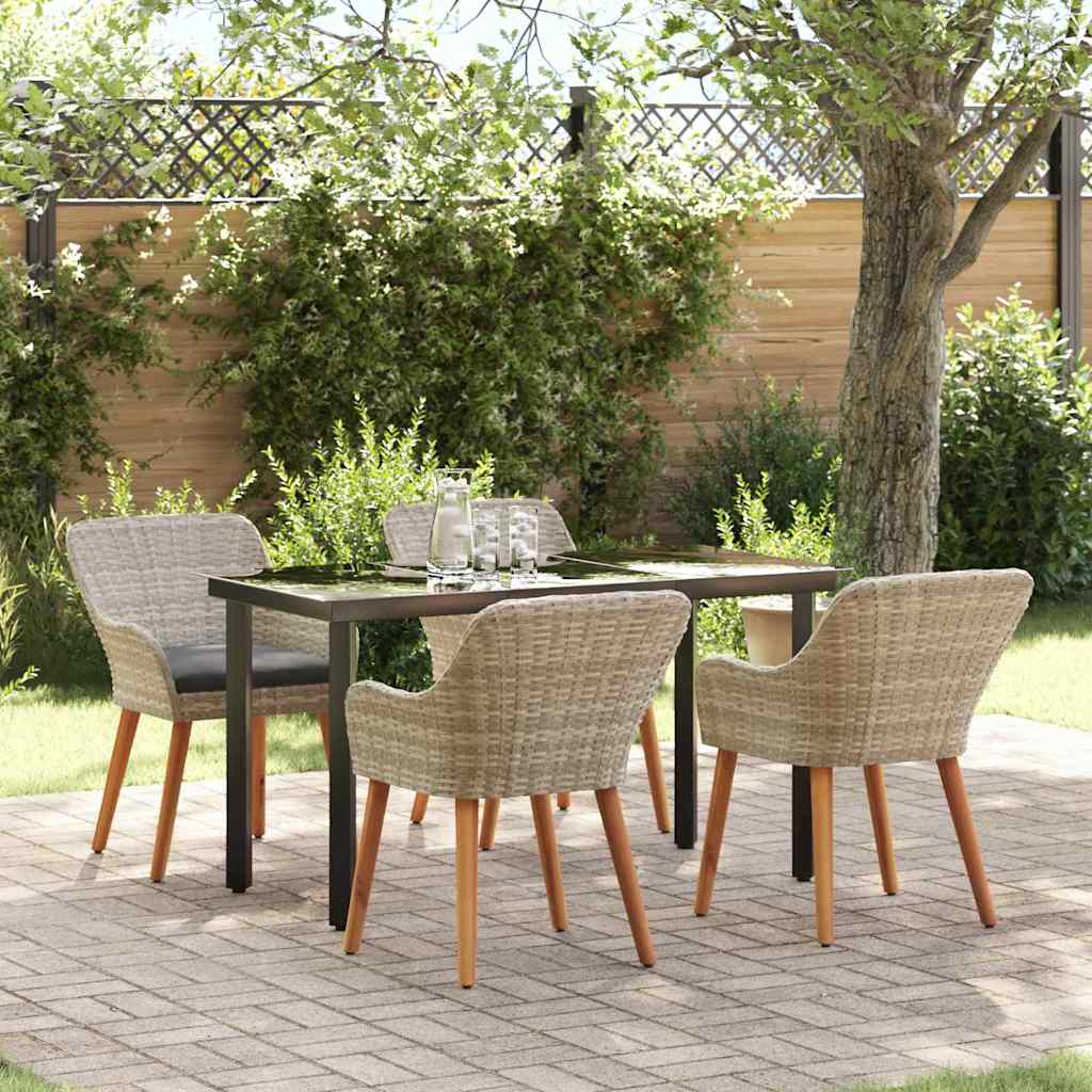 vidaXL Set da pranzo 5 pcs Grigio chiaro Poly Rattan