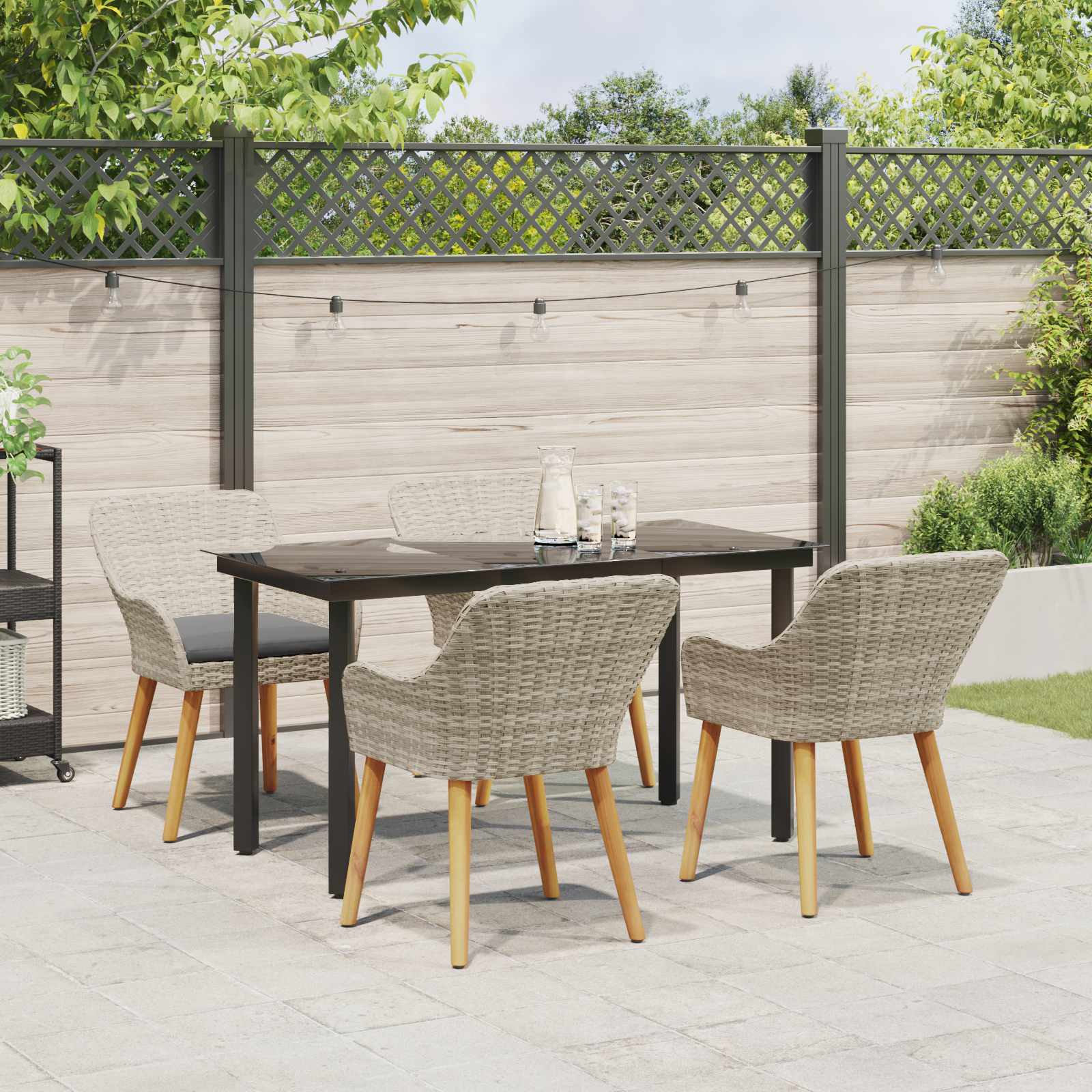 Set da Pranzo per Giardino 5 pcs Grigio chiaro polyrattan 3261714