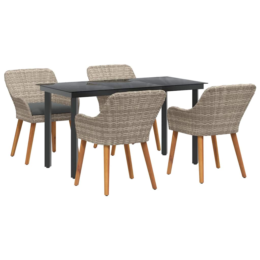 vidaXL Set da pranzo 5 pcs Grigio chiaro Poly Rattan