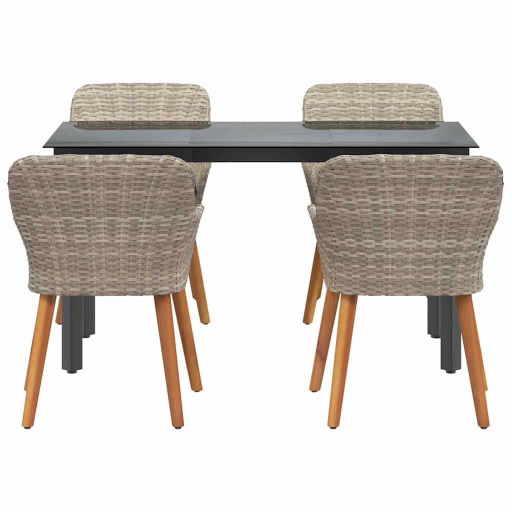 vidaXL Set da pranzo 5 pcs Grigio chiaro Poly Rattan