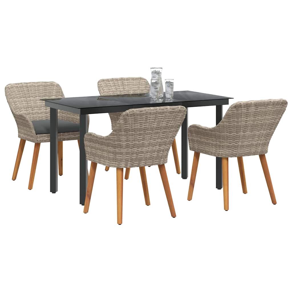 vidaXL Set da pranzo 5 pcs Grigio chiaro Poly Rattan