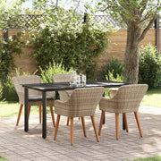 vidaXL Set da pranzo 5 pcs Grigio chiaro Poly Rattan
