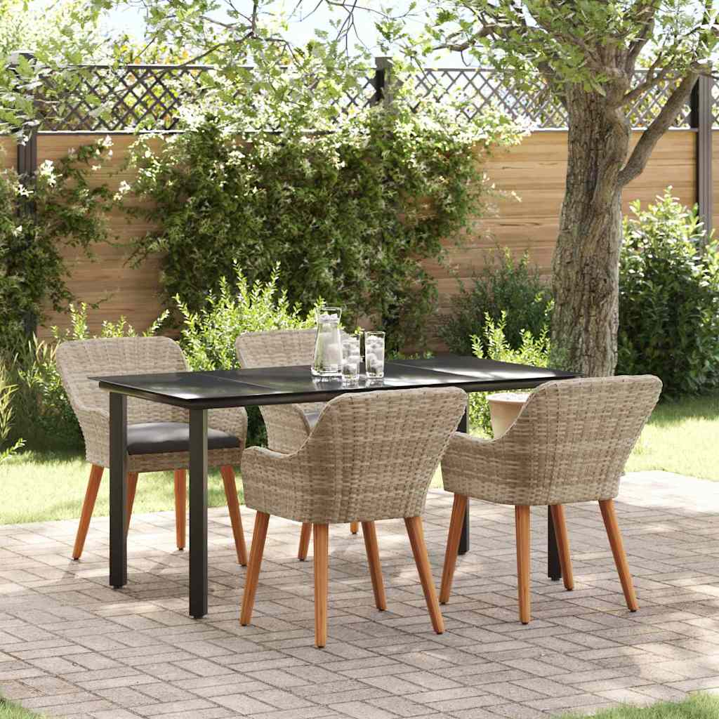 vidaXL Set da pranzo 5 pcs Grigio chiaro Poly Rattan