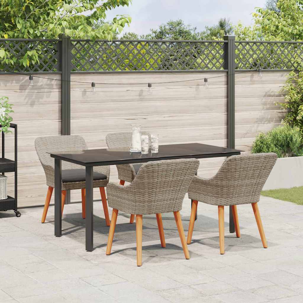 vidaXL Set da pranzo 5 pcs Grigio chiaro Poly Rattan